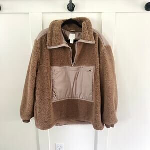 H&M Brown Boucle Quarter Zip Pullover Sweater Women's Size Large